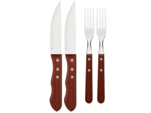 KIT 4PC JUMBO 2-FACA+2-GARFO CB MADEIRA