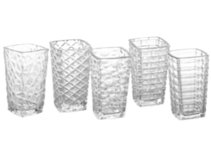 VASO VIDRO QUADRADO 06X15CM SORTIDO