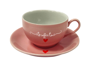 JOGO 06 XICARA+PIRES PORCELANA 160ML LAMOUR ROSA