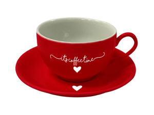 JOGO 06 XICARA+PIRES PORCELANA 160ML LAMOUR VERMELHA