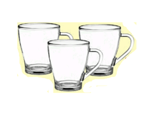 JOGO 3 XICARA VIDRO 280ML LISA NA LUVA