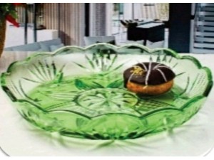 PRATO VIDRO P/DOCE VERDE 29CM