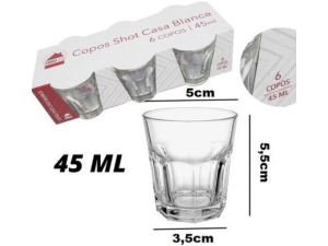 JOGO 6 COPO VIDRO 45ML CASABLANCA