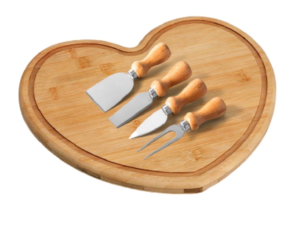 KIT P/QUEIJO TABUA CORACAO C/4 FACAS 27CM