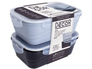 KIT 2 POTE PLASTICO 1500ML CINZA/PRETO