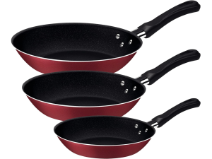 KIT 03 FRIGIDEIRA ALUMINIO CARIBE VERMELHA/PRETA