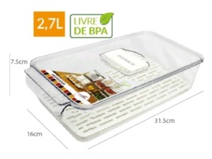 ORGANIZADOR ACRILICO 31X16CM C/TAMPA+GRADE