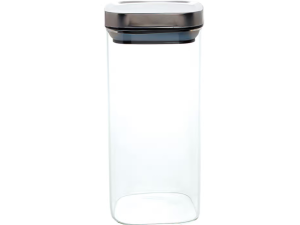 POTE VIDRO 1,8L QUADRADO TAMPA-INOX HERMETICA