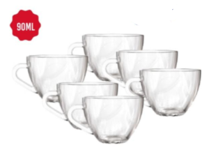 JOGO 3 XICARA VIDRO 90ML CAFÉ NA LUVA