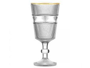 JOGO 6 TACA VIDRO 325ML BORBOLETA GOLD