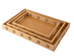 KIT 3 BANDEJA BAMBU 33X22 / 40X28 / 46X33CM