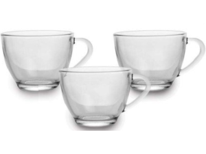 JOGO 3 XICARA VIDRO 230ML LISA CONICA