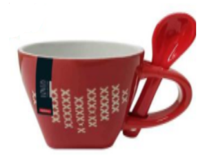 CANECA CER 80ML C/COLHER VERMELHA