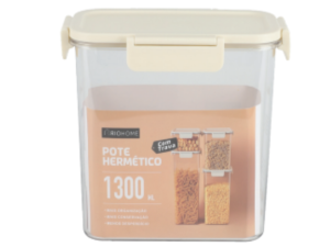 POTE ACRILICO HERMETICO 1300ML TP-BEGE