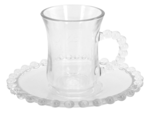 JOGO 6 CANECA VIDRO 100ML C/PIRES PEARL BOLINHA