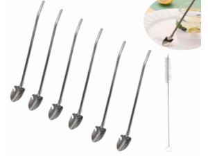 KIT 6 COLHER CANUDO INOX 22CM 