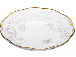 PRATO VIDRO 20CM SOBREMESA BD-OURO BUTTERFLY