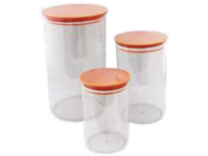 JOGO 3 POTE ACRILICO REDONDO 440/900/1900ML