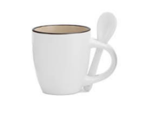 CANECA CER 90ML BRANCA C/COLHER