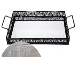 BANDEJA ESPELHO METAL 30X20CM PRETA