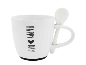 CANECA CERAMICA 90ML C/COLHER BRANCA