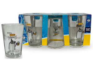 JOGO 6 COPO VIDRO 200ML BORA TOMAR UMA