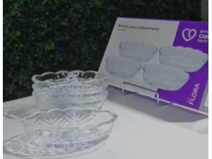 JOGO 4 BOWL VIDRO 175ML OVAL FLORA