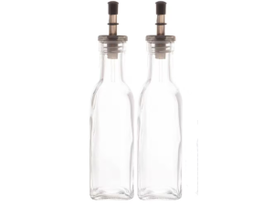 JOGO 2 GALHETEIRO VIDRO 250ML QUADRADO