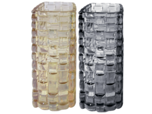 VASO VIDRO 19,5CM CIANATA AMBAR/CINZA