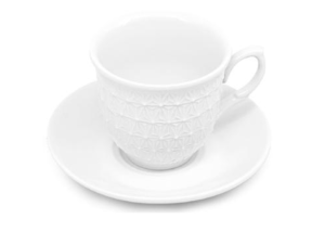 JOGO 6 XICARA+PIRES PORCELANA 65ML BRANCA ANNE