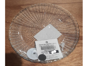 PRATO VIDRO 12CM BORDA OURO