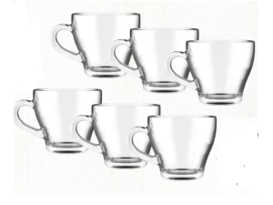 JOGO 6 XICARA VIDRO 90ML CAFÉ C/LUVA