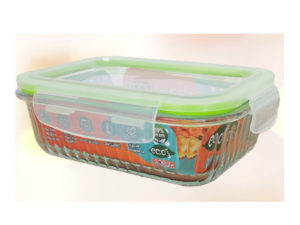 POTE VIDRO HERMETICO RETANGULAR  370ML FRISADO