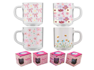 CANECA VIDRO 200ML FLORES C/CX