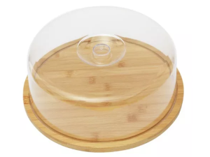 PORTA BOLO BAMBU 28CM TAMPA-ACRILICA