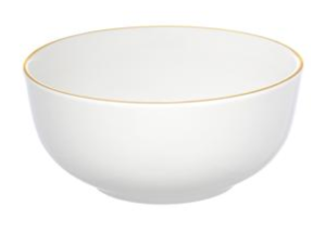BOWL PORCELANA 500ML BRANCO BORDA-OURO