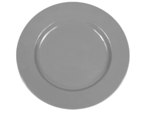 PRATO MELAMINA 25,5CM CINZA REDONDO
