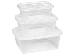 JOGO 3 POTE PLASTICO RETANGULAR TRANSPARENTE