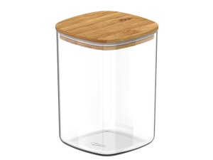 POTE VIDRO 1200ML QUADRADO TAMPA-BAMBU
