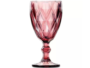 JOGO 6 TACA VIDRO 340ML DIAMOND ROSA