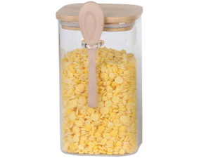 POTE VIDRO 650ML C/COLHER QUADRADO