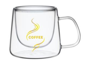 JOGO 2 CANECA VIDRO 200ML PAREDE DUPLA HUIS