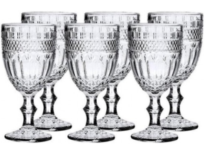 JOGO 6 TACA VIDRO 310ML ESTRELA CINZA