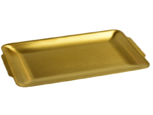 BANDEJA INOX 32X16CM DOURADA