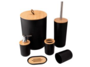 KIT BANHEIRO 06 LIX+ESC+P-SAB PRET-REDON TP-BAMBU