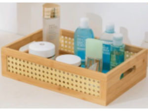 ORGANIZADOR BAMBU C/TELA 33X22X09CM