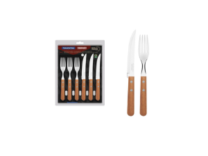 JOGO 12 TALHERES CHURRASCO CABO-MADEIRA