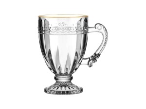 CANECA VIDRO 190ML PARIS BORDA OURO