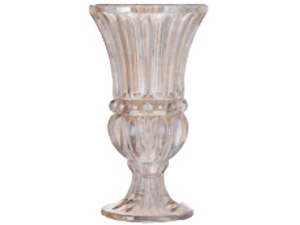 VASO VIDRO 25CM C/PÉ AMBAR