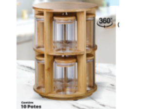 ORGANIZADOR BAMBU C/10-POTE VDO GIRATORIO
